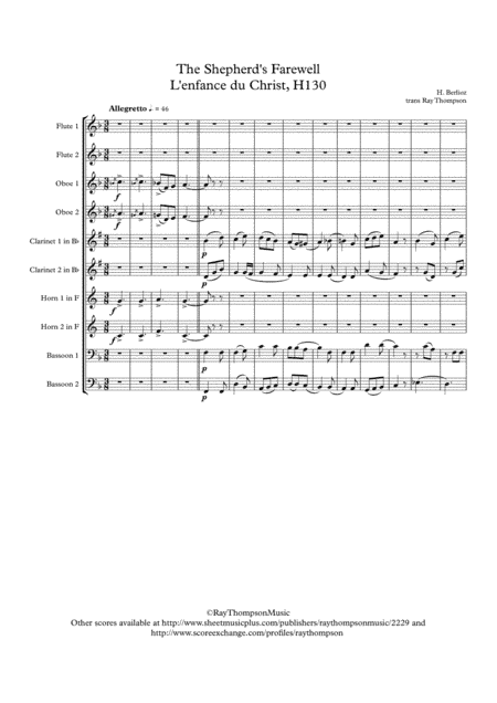 Berlioz: The Shepherd's Farewell (L'enfance du Christ, H130)(transposed version) - symphonic wind (arr. Ray Thompson)