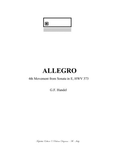ALLEGRO - 4th Movement from Sonata in E, HWV 373 (arr. Renato Tagliabue)