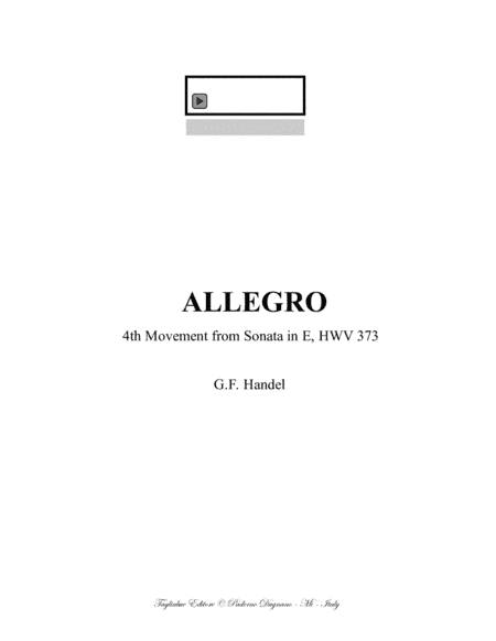 ALLEGRO - 4th Movement from Sonata in E, HWV 373 (arr. Renato Tagliabue)