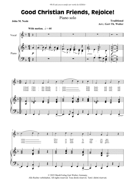 Good Christian Friends, Rejoice! (arr. Gert Th. Walter)