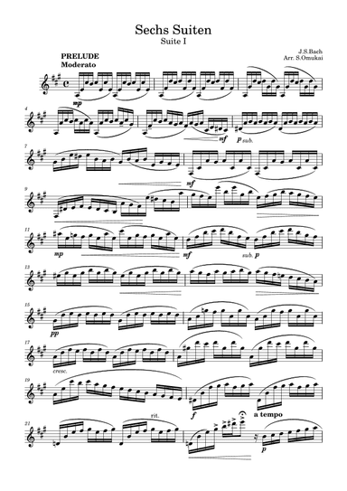 Six Suites by J.S.Bach for clarinet solo (arr. Saho Omukai)