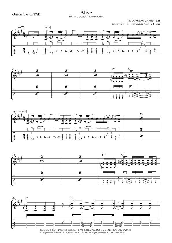 Alive (arr. Joeri de Graaf)