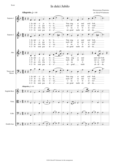 In dulci Jubilo for choir and low instruments (arr. David Warin Solomons)