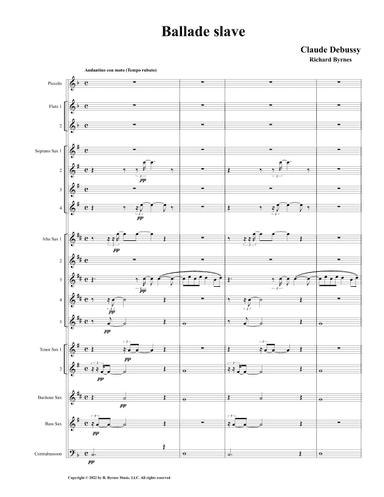 Claude Debussy – Ballade slav (Saxophone Choir + Piccolo, 2 Flutes, & Contrabassoon) (arr. Richard Byrnes)