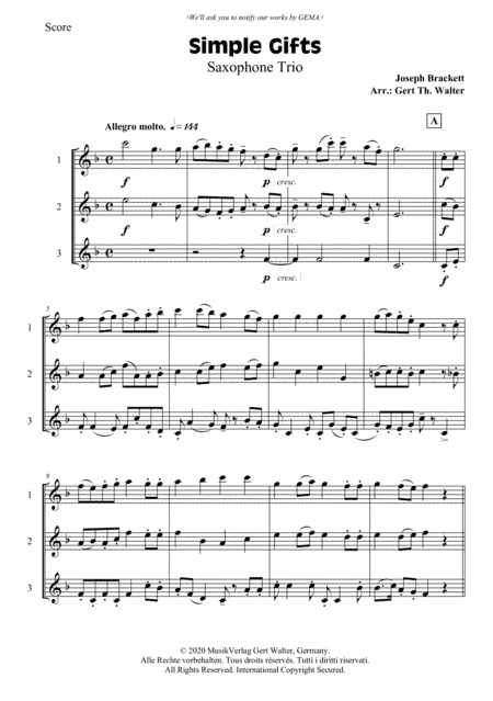 Simple Gifts (arr. Gert Th. Walter)