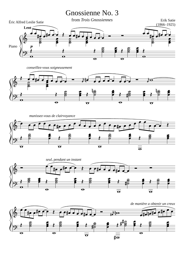 Gnossienne No. 3 (arr. Zachary Corbett)