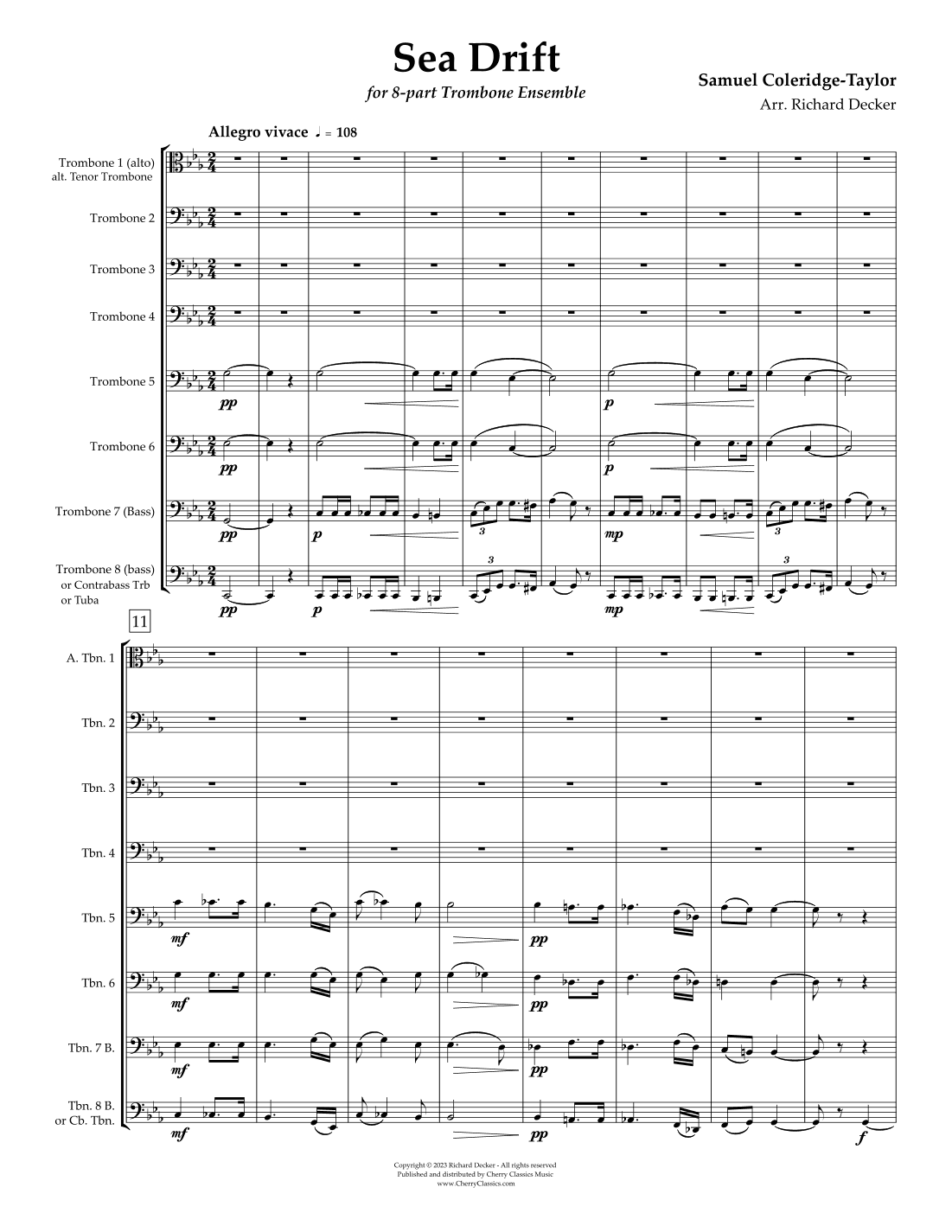 Sea Drift for 8-part Trombone Ensemble (arr. Richard Decker)