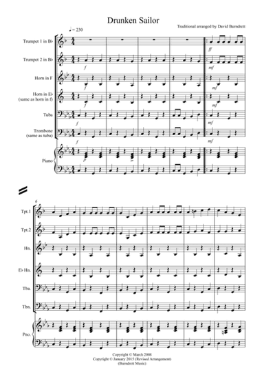 Drunken Sailor for Brass Quartet (arr. David Burndrett)