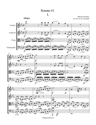 Sonata #1 for String Quartet Movement 1 (arr. Nick Lacanski)