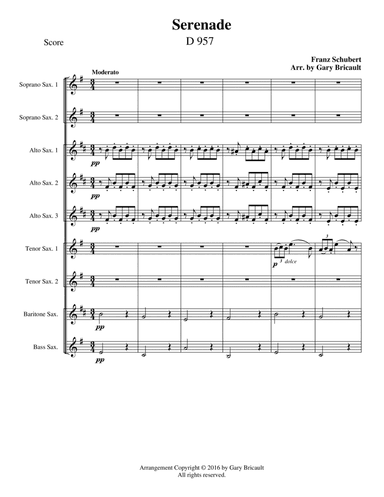 Serenade - D957 (arr. Gary Bricault)