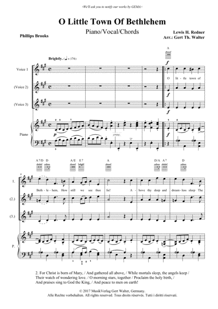 O Little Town Of Bethlehem (arr. Gert Th. Walter)