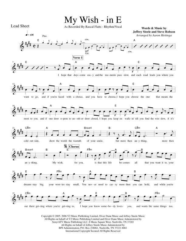 My Wish (arr. Aaron Hettinga)