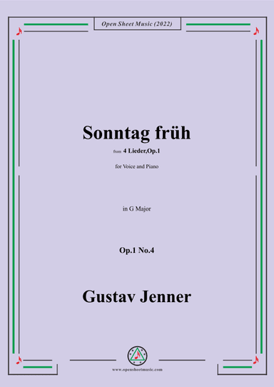 Jenner-Sonntag früh,in G Major,Op.1 No.4 (arr. OSM Press)
