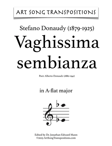 DONAUDY: Vaghissima sembianza (transposed to A-flat major, G major, and G-flat major) (arr. ArtSongTranspositions.com)