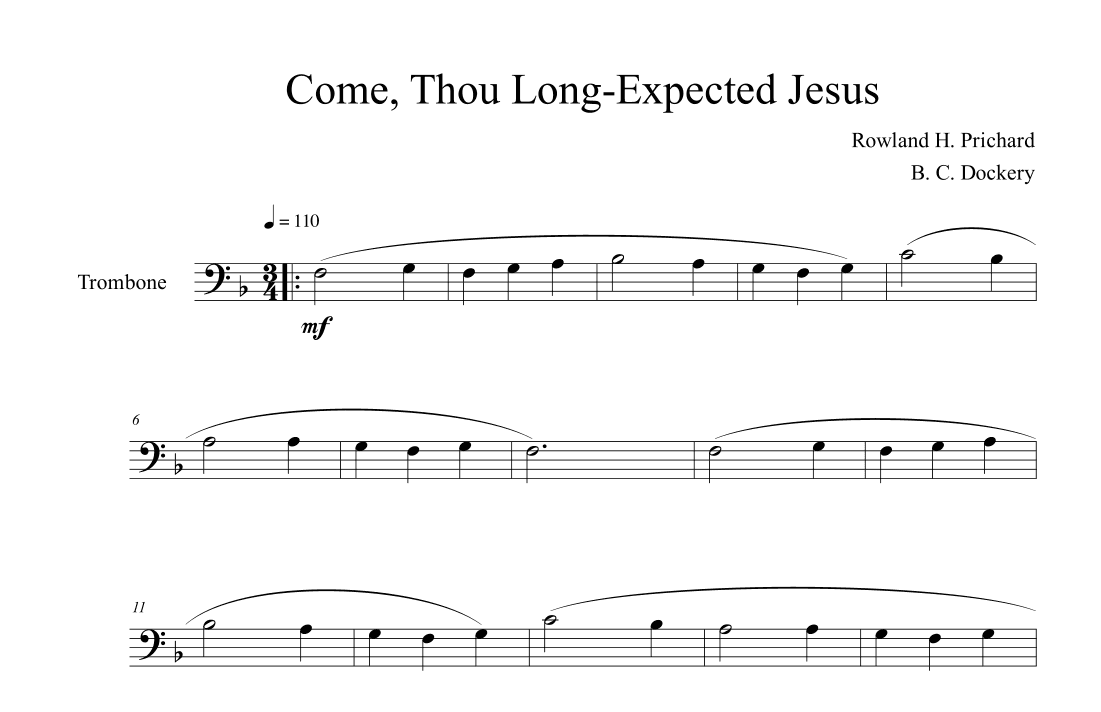 Come, Thou Long-Expected Jesus (Trombone Solo) (arr. B. C. Dockery)