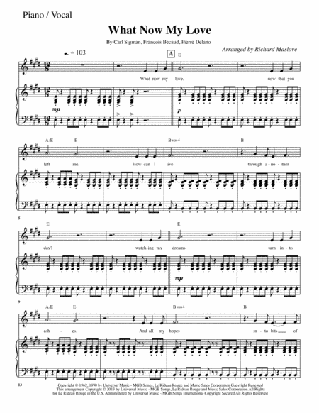 What Now My Love (arr. Richard Maslove)