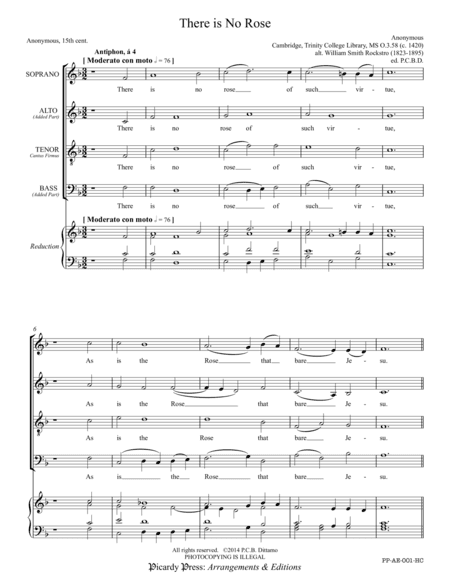 There is No Rose, Anonymous 15th cent. (SATB) (arr. Picardy Press)
