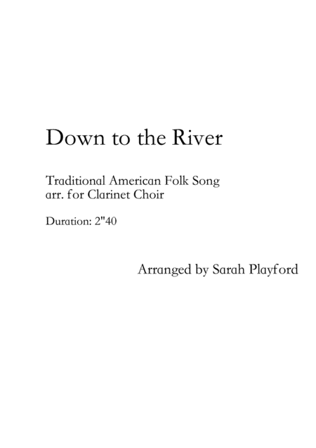 Down to the River (Clarinet Choir) (arr. Sarah Playford)