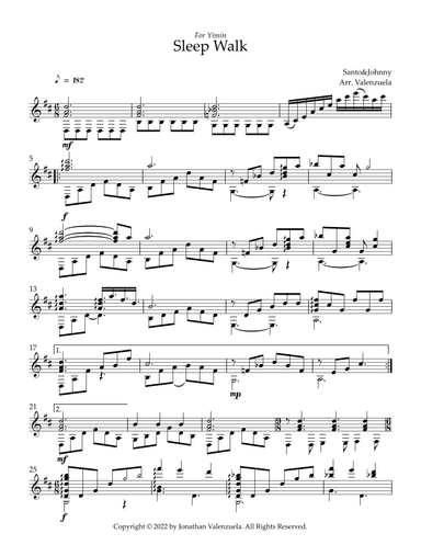 Sleep Walk        (instrumental) (arr. Jonathan Valenzuela)