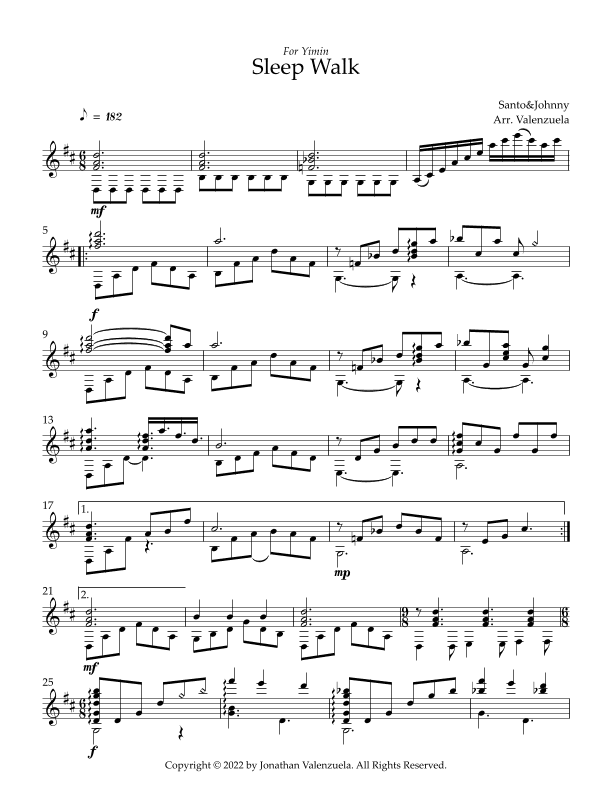 Sleep Walk        (instrumental) (arr. Jonathan Valenzuela)