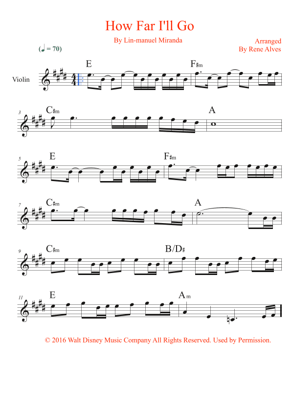 How Far I'll Go (arr. By Rene Alves)