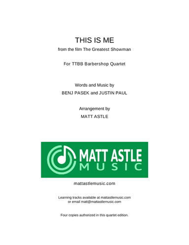 This Is Me (arr. Matt Astle)