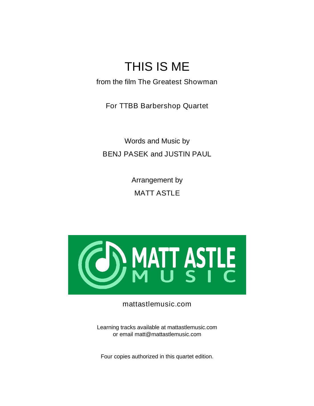 This Is Me (arr. Matt Astle)
