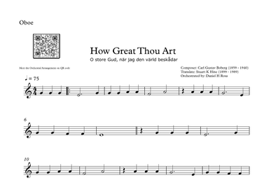 How Great Thou Art - "O store Gud." - Easy Oboe (arr. Daniel H Rosa)