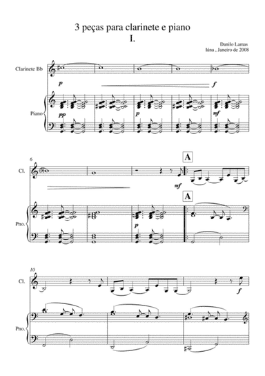 Three pieces for clarinet and piano