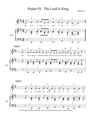 Psalm 93:  The Lord Is King - Piano/Vocal