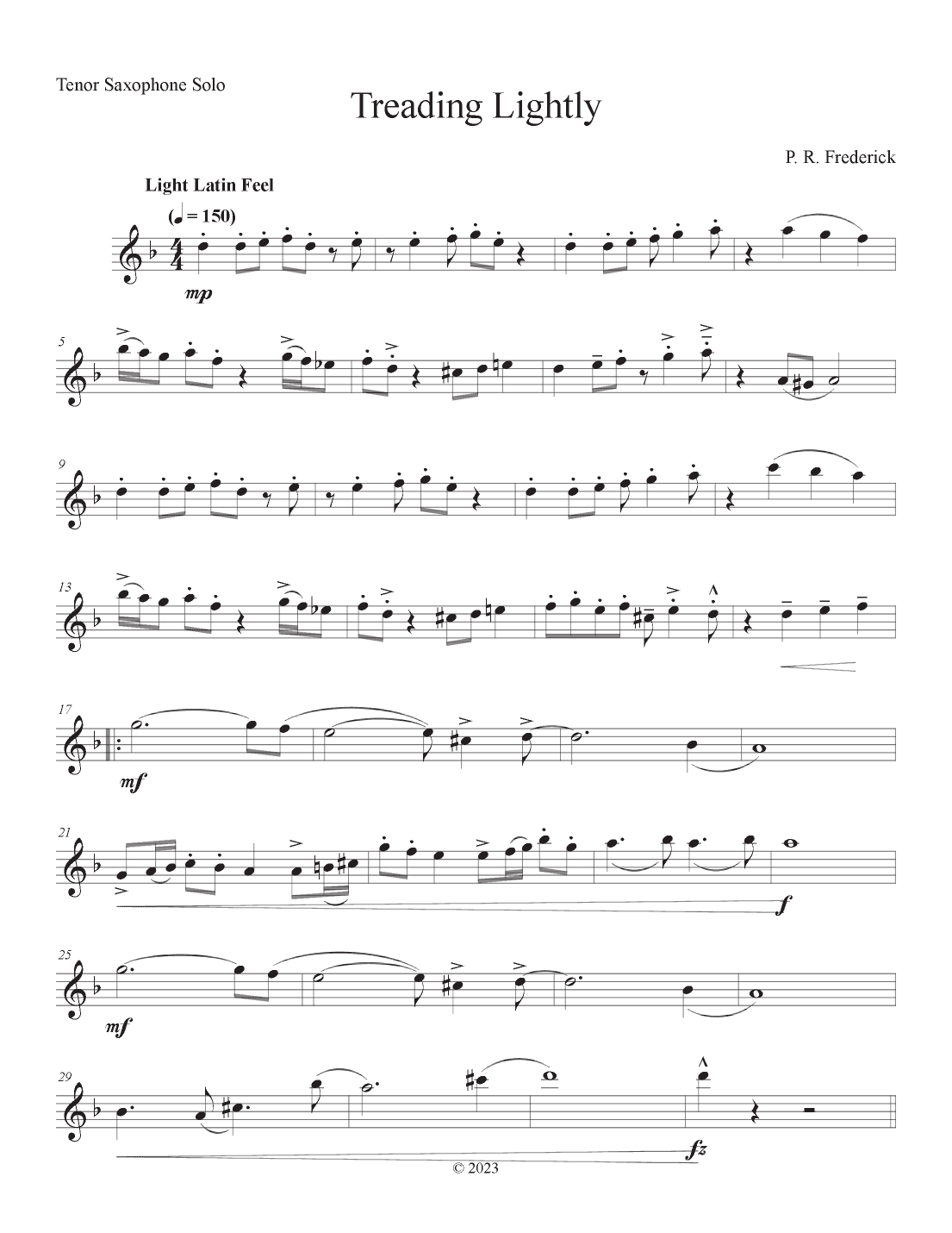 Treading Lightly (Tenor Sax Solo)