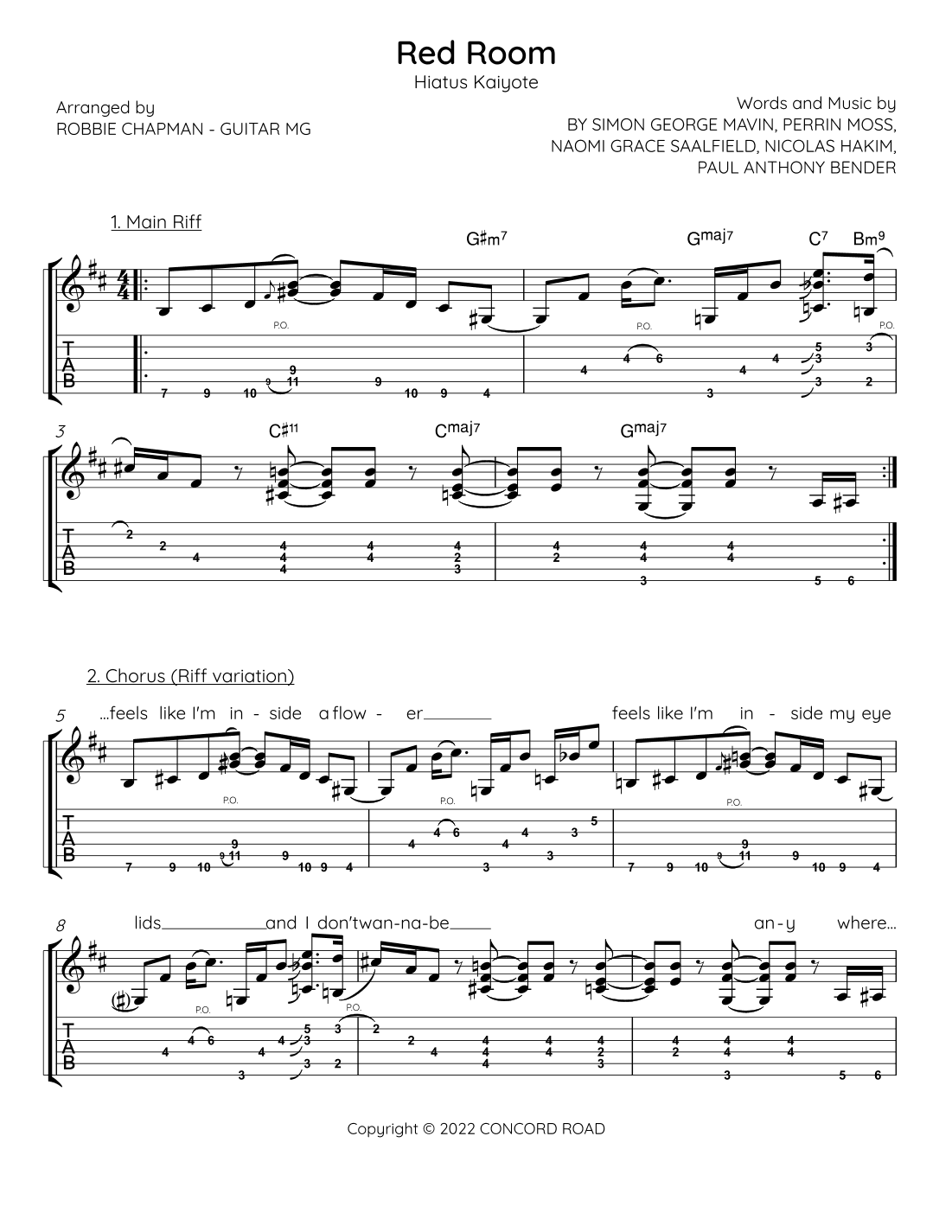 Red Room (remix) (arr. Robbie Chapman - Guitar MG)