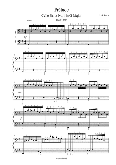 Prélude Cello Suite No.1 (arr. Thomas Jancso)