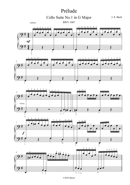 Prélude Cello Suite No.1 (arr. Thomas Jancso)