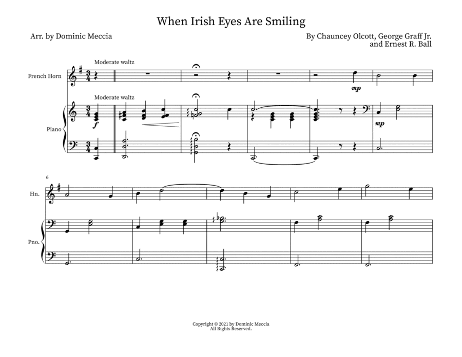 When Irish Eyes Are Smiling (arr. Dominic Meccia)