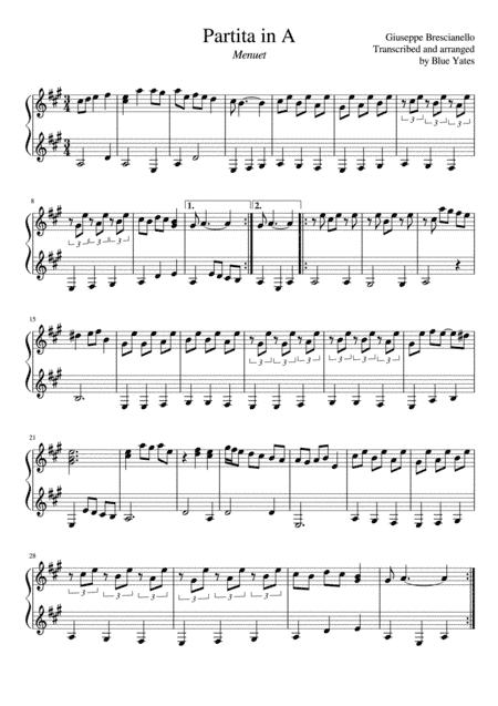 Partita in A - Menuet (Giuseppe Brescianello) (arr. Blue Yates)