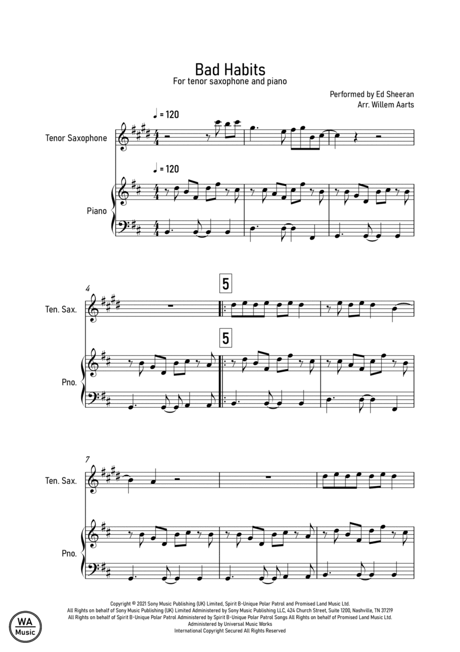 Bad Habits (arr. Willem Aarts)