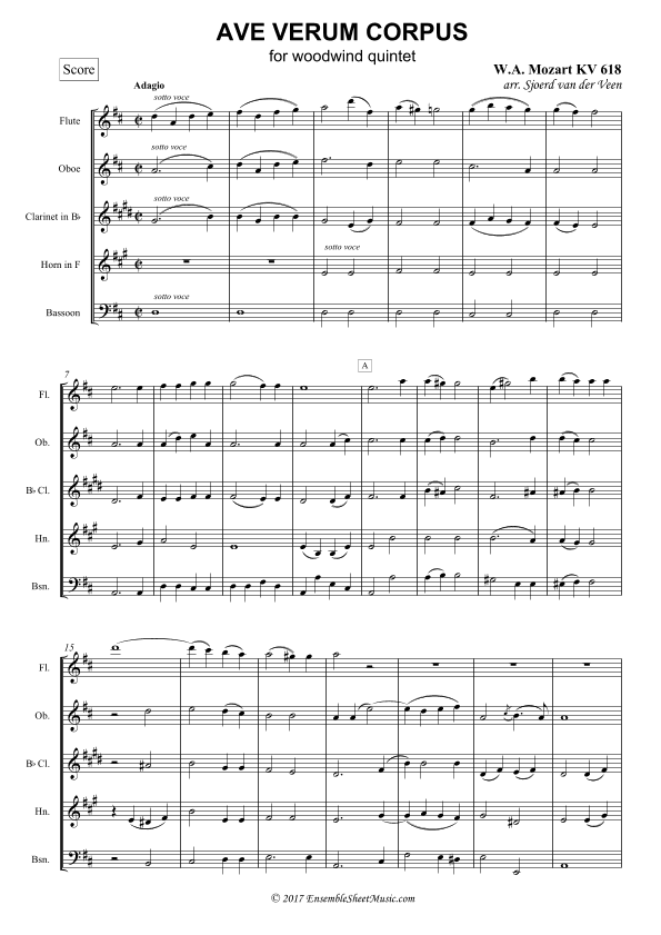 Ave Verum Corpus (arr. Sjoerd van der Veen)