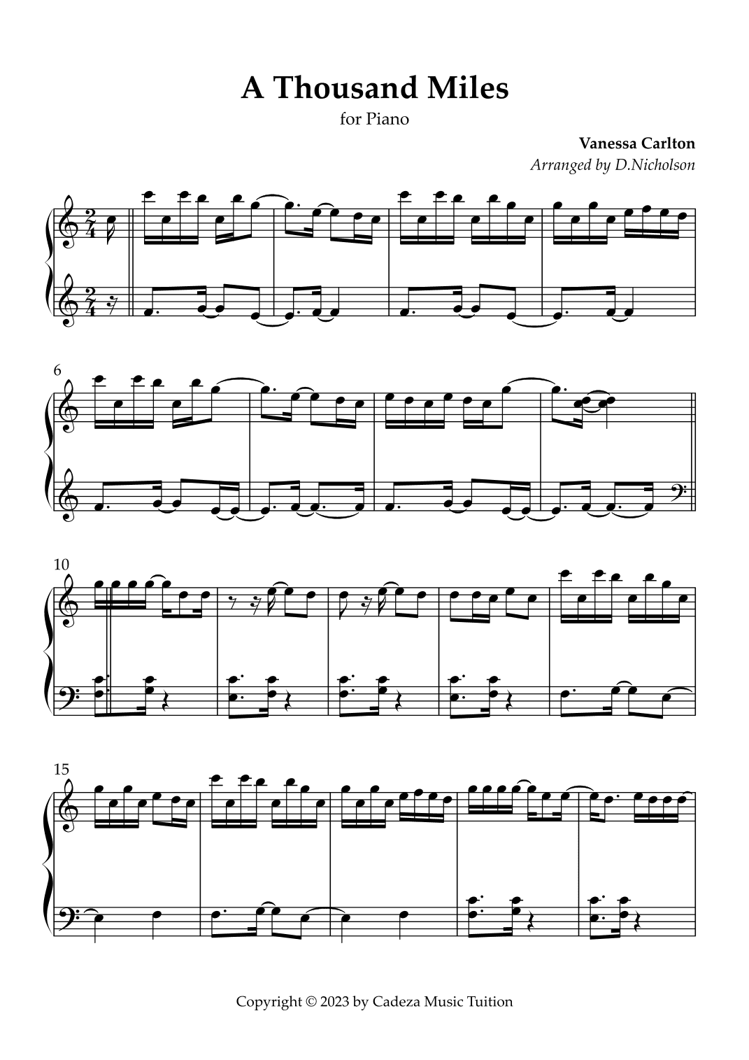 A Thousand Miles (arr. Daniel Nicholson)