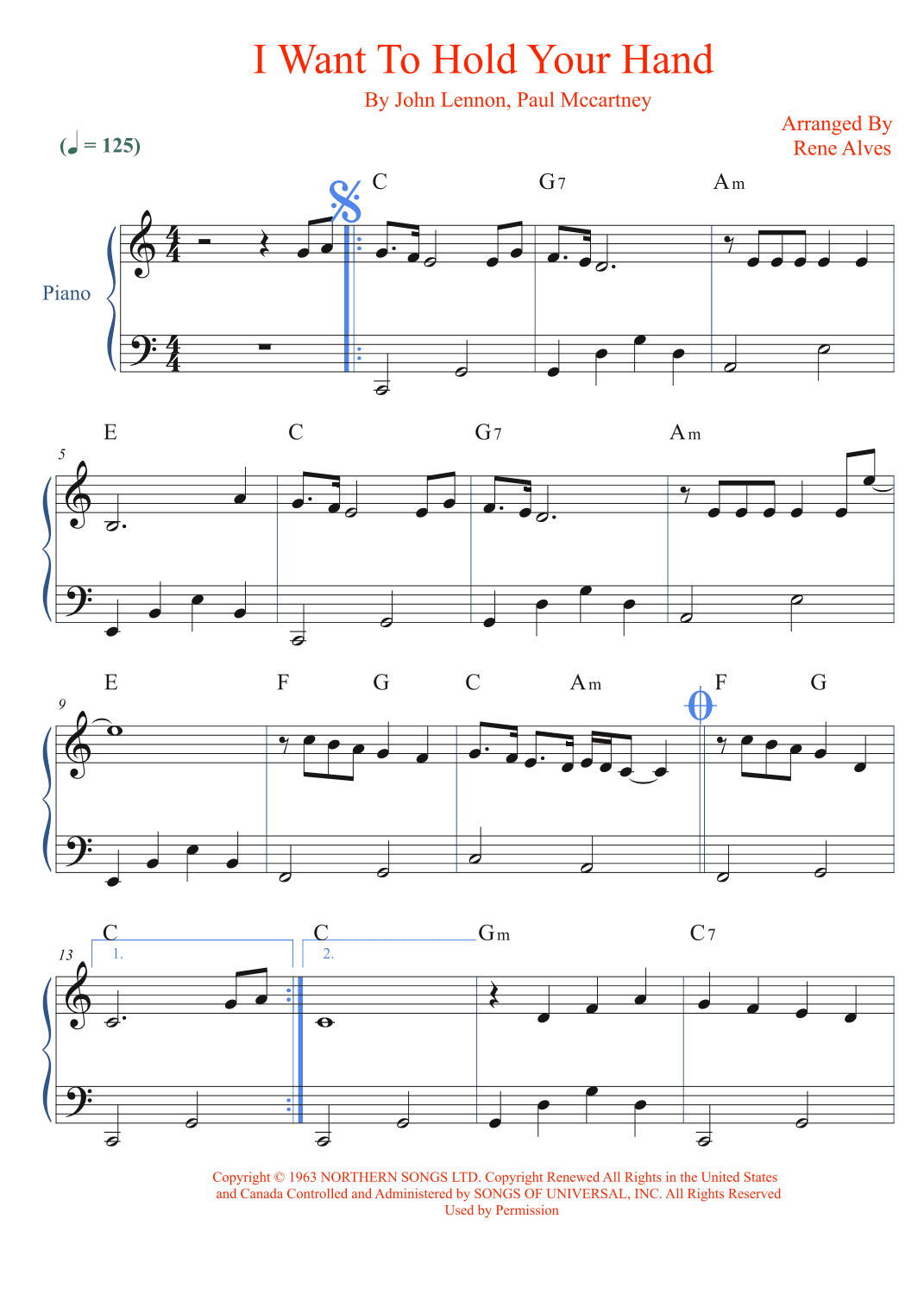 I Want To Hold Your Hand (arr. Rene Alves)