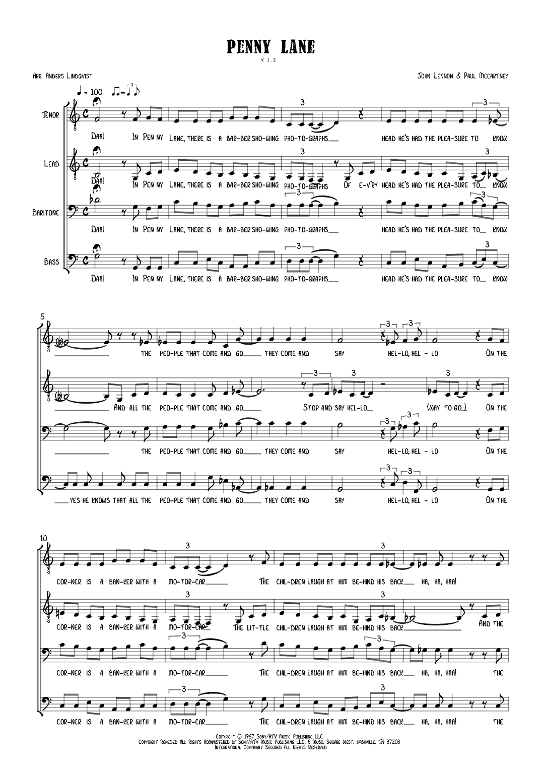 Penny Lane (arr. Anders Lindqvist)
