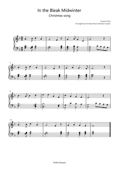 In the Bleak Midwinter - Easy Piano Christmas Song (arr. Fermata Music Notation)