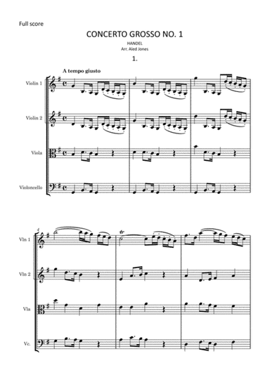 Handel - Concerto Grosso Op.6 No. 1 for String Quartet (arr. Aled Jones)
