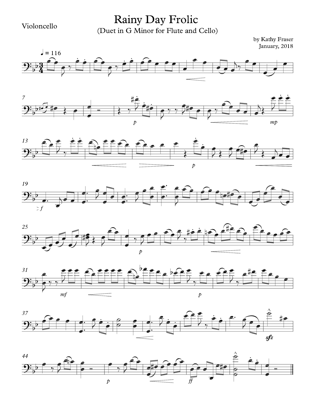 Rainy Day Frolic (Duet in G Minor) for Flute and Cello