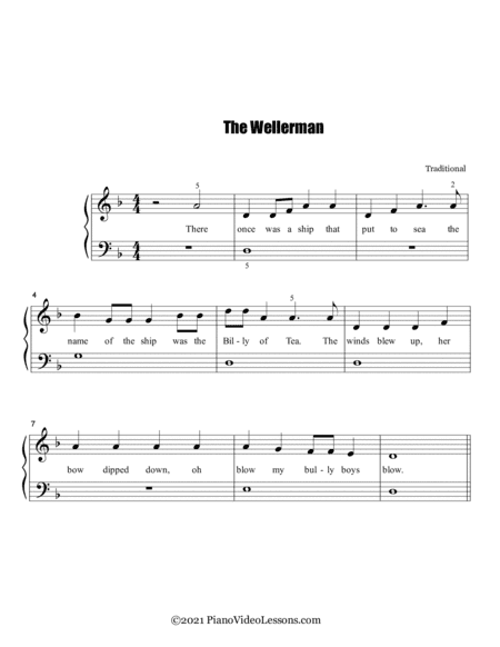The Wellerman - a Sea Shanty for Easy Piano (arr. PianoVideoLessons.com)