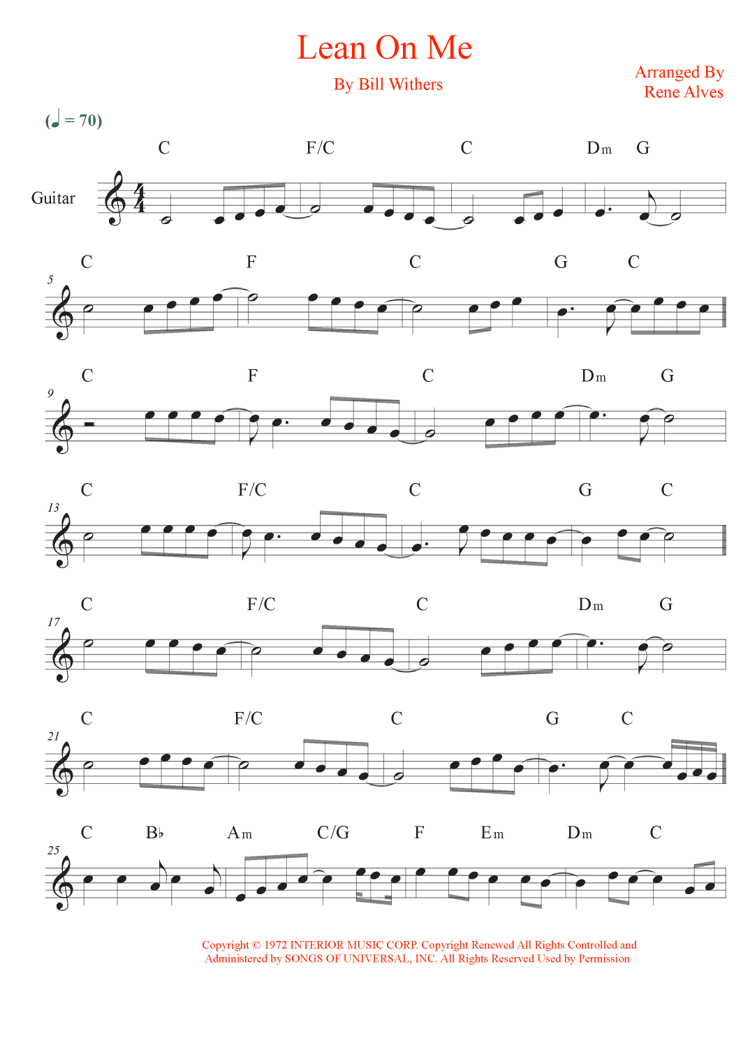 Lean On Me (arr. Rene Alves)