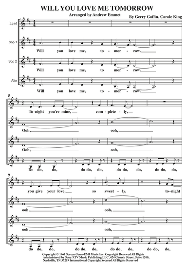 Will You Love Me Tomorrow (will You Still Love Me Tomorrow) (arr. Andrew Emmet)