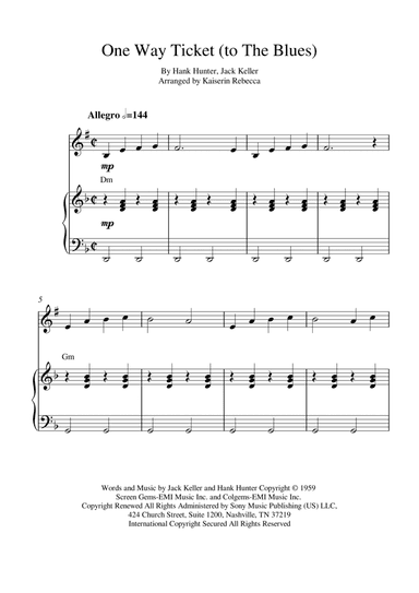 One Way Ticket (to The Blues) (arr. Kaiserin Rebecca)