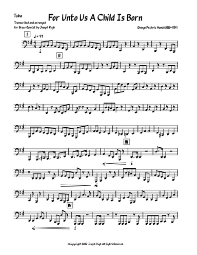 Messiah(For Unto Us A Child Is Born) Brass Quintet (arr. Joseph Pugh)