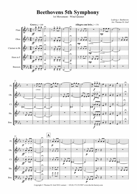 Beethovens 5th Symphony - 1st Movement - Wind Quintet (arr. Thomas H. Graf)